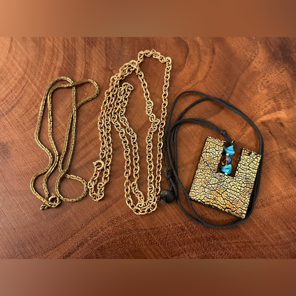 Boho Black and Gold Tone Necklace Set